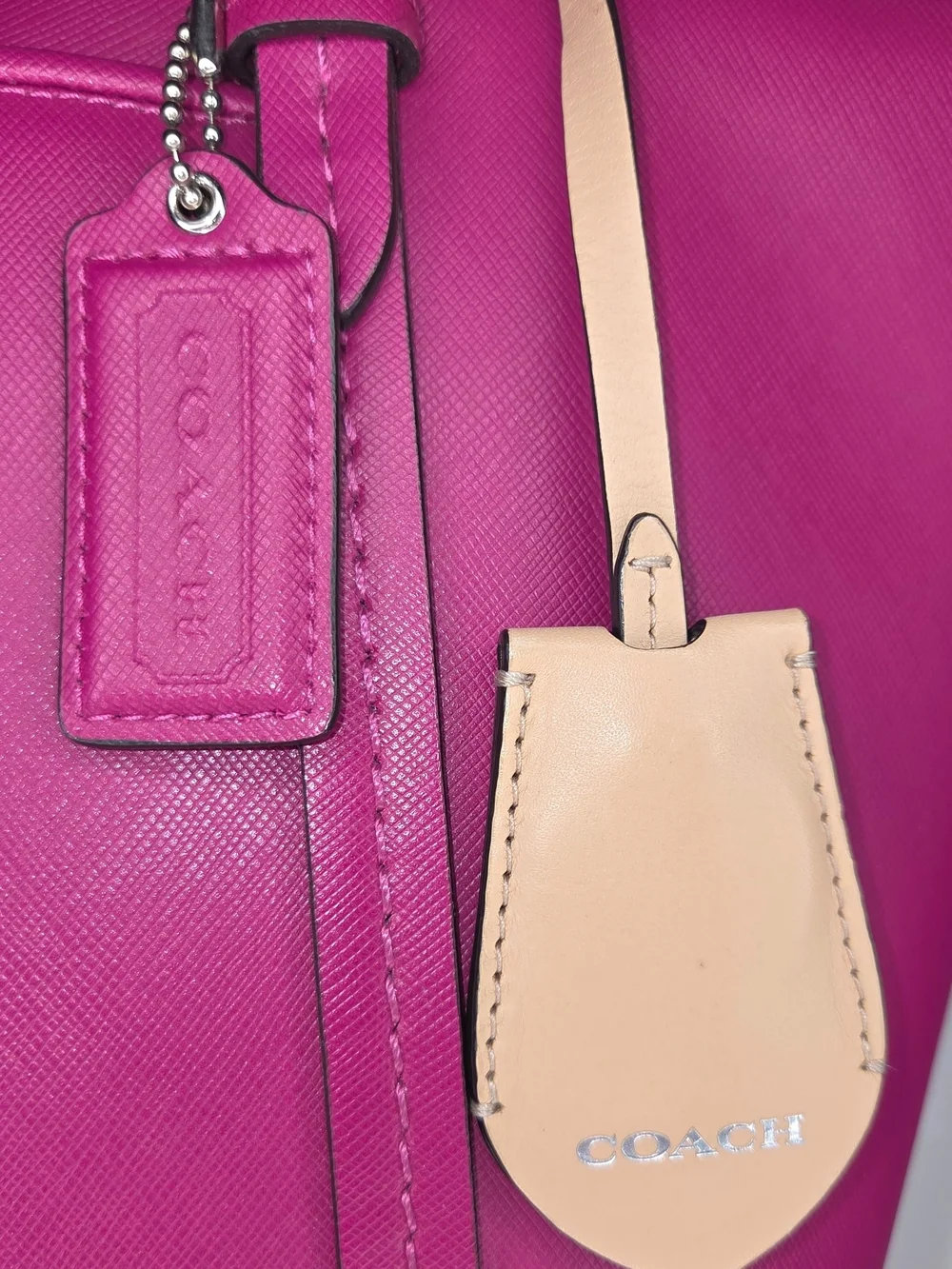 Coach Peyton Fuchsia Magenta Pink Leather Tote Shoulder Bag F25667